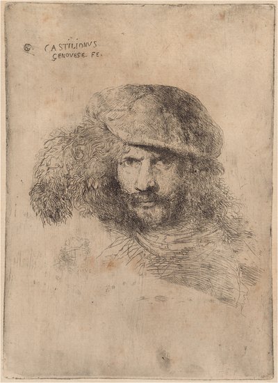 Self-Portrait(?), Wearing a Plumed Cap by Giovanni Benedetto Castiglione