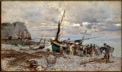 The Return of the Fishing Boats, Étretat by Giovanni Boldini