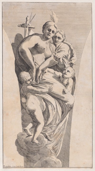 Study for a Pendentive Depicting Justice and Charity, 1630-50 by Giovanni Cesare Testa