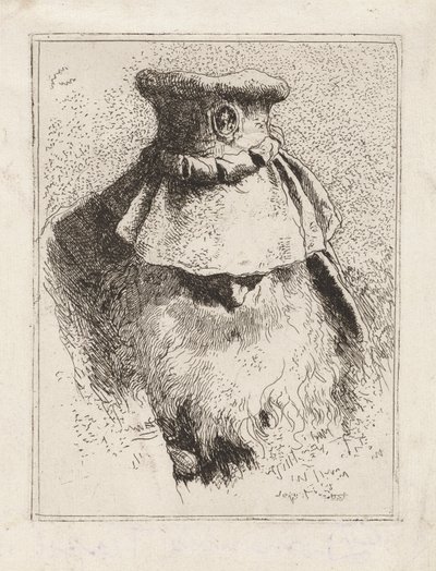Elderly Man with a Large Hat, from the Collection of Heads by Giovanni Domenico Tiepolo