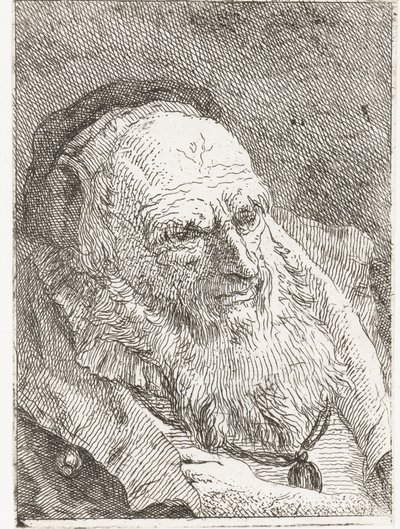 Old Man with Hand Tucked Under Cloak by Giovanni Domenico Tiepolo