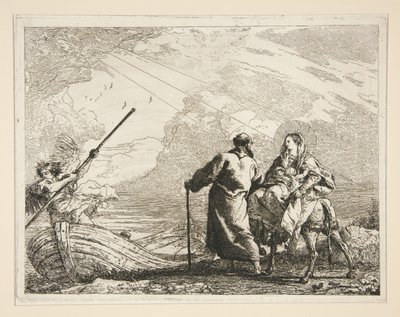 The Holy Family Arrives at the Edge of a River, from the series Picturesque Ideas on the Flight into Egypt by Giovanni Domenico Tiepolo