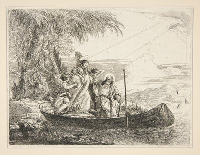 The Holy Family Enters a Boat, from the series Picturesque Ideas on the Flight into Egypt by Giovanni Domenico Tiepolo