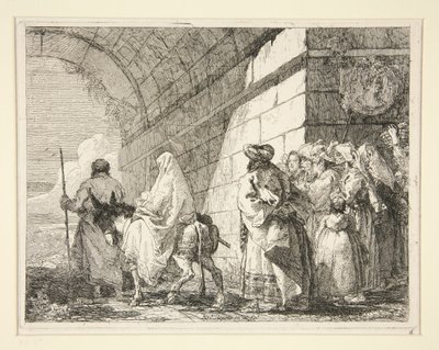 The Holy Family Passing under an Arch, Leaving by a City Gate, from the series Picturesque Ideas on the Flight into Egypt by Giovanni Domenico Tiepolo
