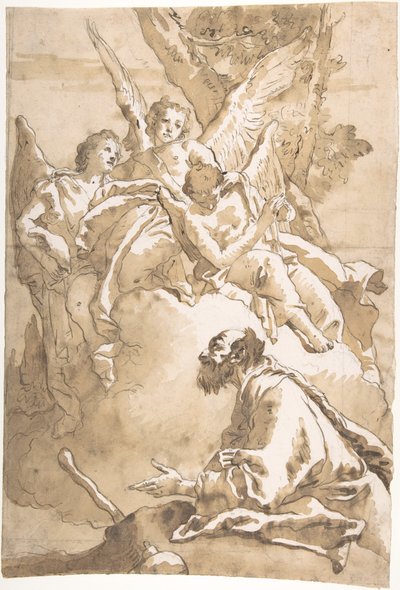 The Three Angels Appearing to Abraham by the Oaks of Mamre by Giovanni Domenico Tiepolo