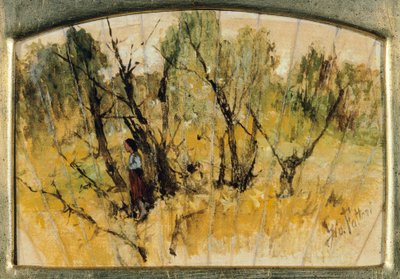 Forest with a Figure, the Study of a Fan by Giovanni Fattori