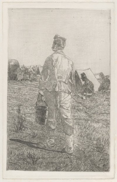 Soldier with a Pail, Seen from Behind by Giovanni Fattori