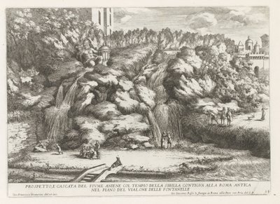 Landscape with Cascade and Temple of the Tiburtine Sibyl in Tivoli by Giovanni Francesco Venturini