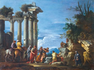 A temple ruin with Pythagoras Emerging from the Underworld, Second Half of the 17th century by Giovanni Ghisolfi