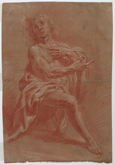 Kneeling Man, for an Adoration of the Shepherds, 1601-1650 by Giovanni Giacomo Barbelli