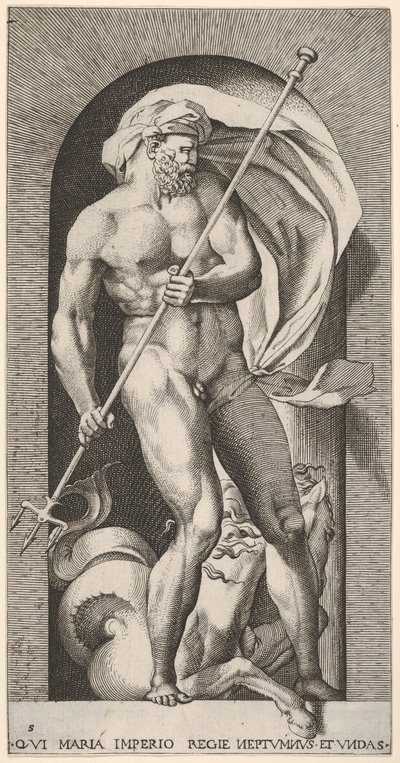 Neptune Standing in a Niche Holding a Trident by Giovanni Jacopo Caraglio