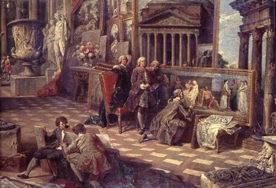 Detail of Interior of an Imaginary Picture Gallery by Giovanni Paolo Pannini