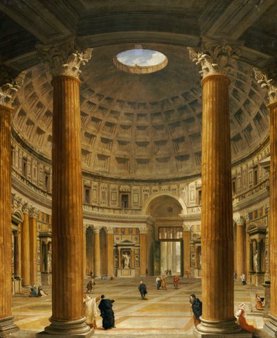 The Interior of the Pantheon, Rome, looking North from the Main Altar to the Entrance, 1732 by Giovanni Paolo Pannini