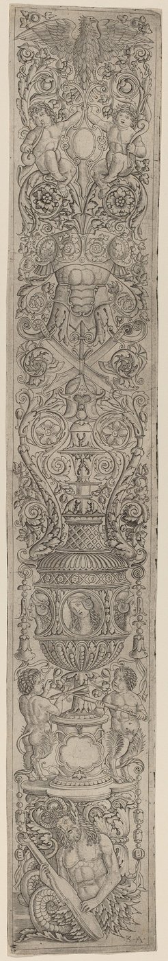 Ornament Panel: Triton and Two Infant Satyrs by Giovanni Pietro Birago and Zoan Andrea