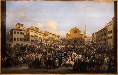 Berlingaccio in St. Croce Square in Florence by Giovanni Signorini