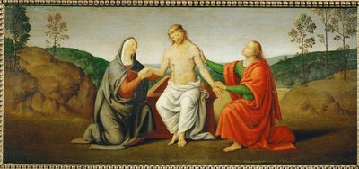 The Dead Christ Supported by the Virgin Mary and Saint John Apostle by Giovanni di Pietro (c.1450 1529) (studio of)