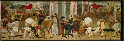 Panel of Cassone: Triumphal Entry of Romulus and Tatius into Rome by Giovanni di Ser Giovanni
