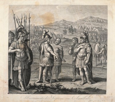 Meeting between Hannibal and Scipio during the Punic Wars by Giulio (after) Romano