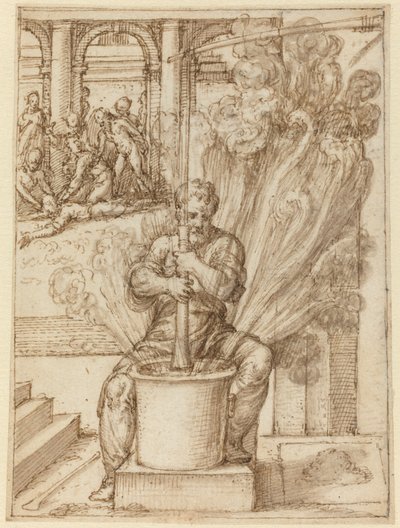 Study for Man Making an Explosion by Giulio Bonasone