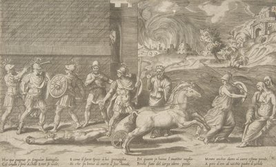 The Combat of Hector and Achilles, and Achilles Dragging the Body of Hector Around the by Giulio Bonasone