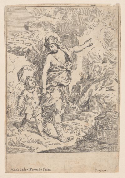 A Guardian Angel Walking Hand in Hand with a Young Child, 1640-1660 by Giulio Carpioni