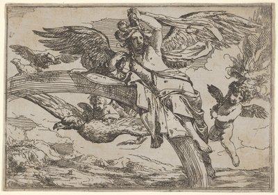 Air, Represented by Iris Reclining on Her Rainbow, Accompanied by a Winged Putto by Giulio Carpioni