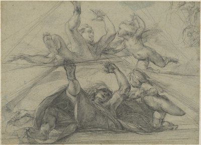 Ceiling Studies of a Prophet and a Putto Seen from Below by Giulio Cesare Procaccini