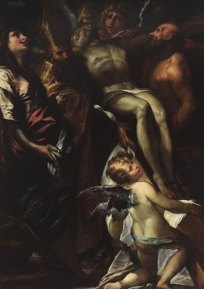 The Descent from the Cross with Saints Mary Magdalene, Augustine, Jerome and Angels by Giulio Cesare Procaccini