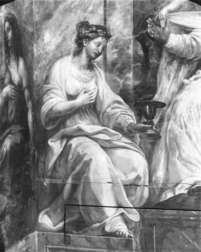 Faith, Surrounding One of Two Allegorical Figures Surrounding Pope Sylvester I (314-35) Raphael Rooms (detail) by Giulio Romano