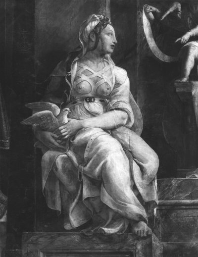 One of the Two Virtues Surrounding Pope Leo I the Great (c.390-461) Raphael Rooms (detail) by Giulio Romano