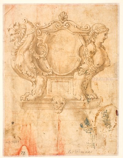 Sculptured Casket or Coffin with Empty Escutcheon by Giulio Romano