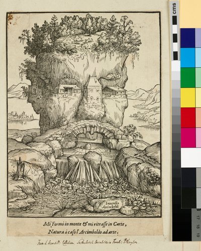 Head in form of a mountain or Anthropomorphic Landscape by Giuseppe (after) Arcimboldo