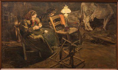 In the Cowshed by Giuseppe Graziosi