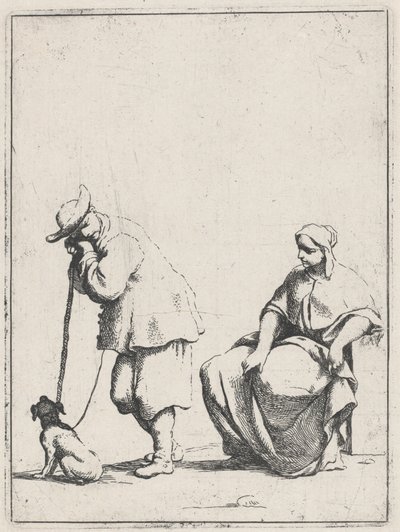 Standing Peasant with a Dog and a Seated Woman by Giuseppe Maria Crespi