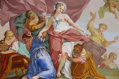 Representations of the Myth of Diana, by Domenico and Giuseppe Valeriani, fresco, vaulted ceiling of the bedroom, King