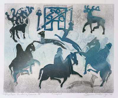 Pictish Hunting Scene III, 1995 by Gloria Wallington
