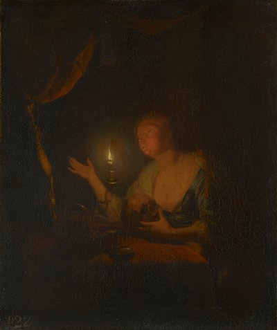 The Penitent Magdalen by Candlelight by Godfried Schalcken