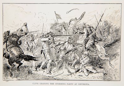 Clive leading the storming party at Devikota, an illustration from 