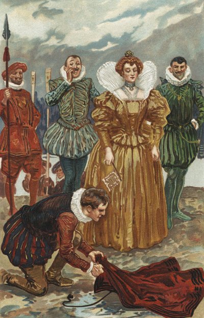 Sir Walter Raleigh Offering His Cloak to Queen Elizabeth I by Gordon Frederick Browne