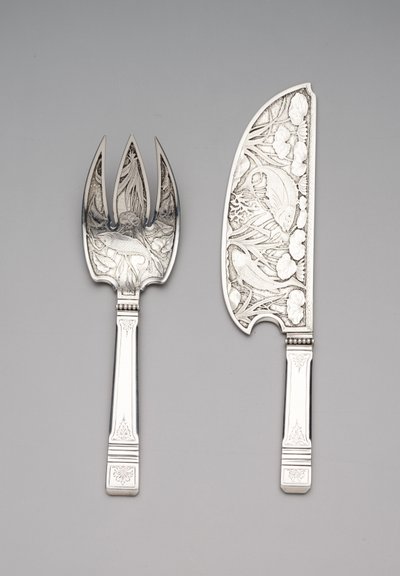 Fish slice and fork, c.1870-80 by Gorham Manufacturing Company