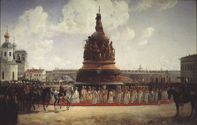 The Consecration of the Monument to the Millennium of Russia in Novgorod by Gottfried Willewalde