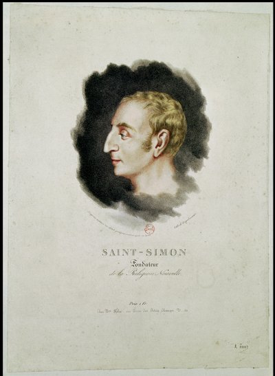 Portrait of Claude Henri de Rouvroy, Count Saint-Simon (1760-1825) made shortly after his death, 1825 by Gottfried or Godefroy Engelmann