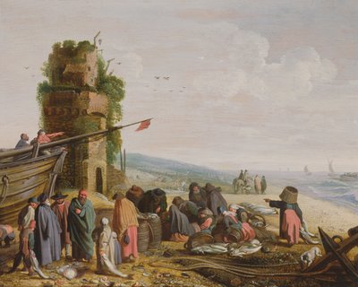 Fisherfolk on the Beach with their Catch by Govaert Jansz