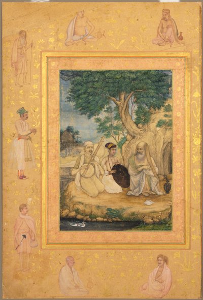 Page from the Late Shah Jahan Album: Prince and Ascetics, c. 1630 by Govardhan