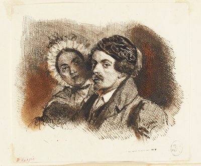 Double Portrait of Grandville and Henriette by Grandville