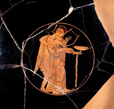 Cup with red figures by Greek