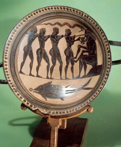 Cup Showing Ulysses Blinding Polyphemus, Black-figure Pottery, Greek Civilization, 6th Century BC by Greek