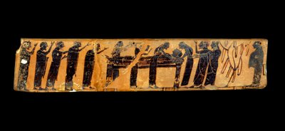 Greek Art: Fragment of a Vase with Black Figures Representing a Funeral Ceremony by Greek