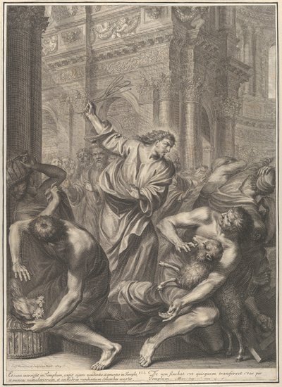 Christ Driving the Merchants from the Temple, from The Passion of Christ, Plate 3 by Gregoire Huret
