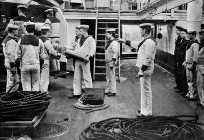 At drill with a 6 inch quick firing gun on board the battleship HMS Resolution, 1896 by Gregory and Co